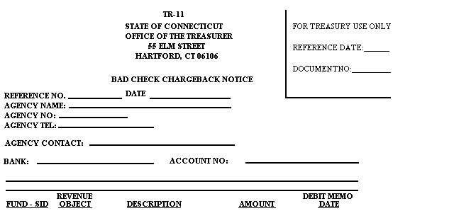 State Of Connecticut Accounting Manual RECEIPTS Bad Check Charge back 