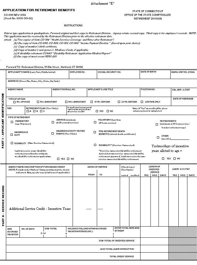 Attachment E - CO-898 Application for Retirement Benefits - front 