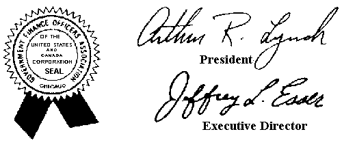 The seal of The Government Finance Officers Association