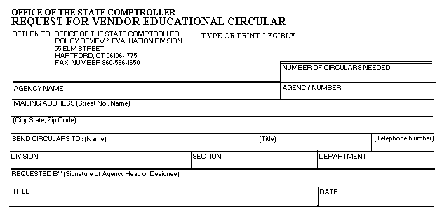 Request for Vendor Educational Circular