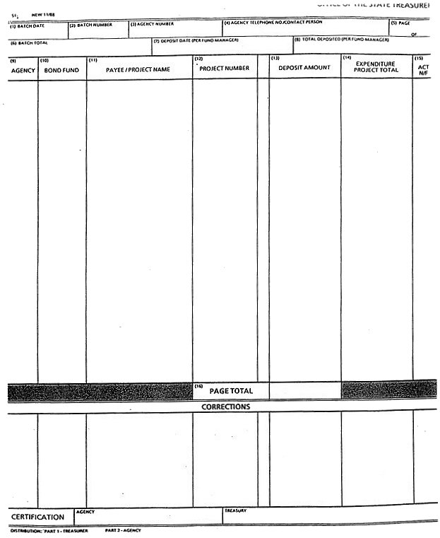 Sample of CO-19, Batch Header. Click here for a text version of this form.