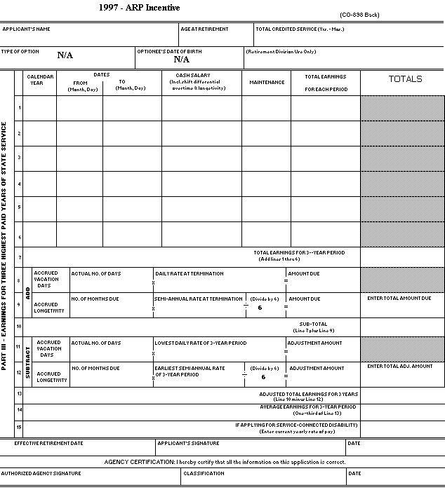 Attachment B - Application for Retirement Benefits - (Back)