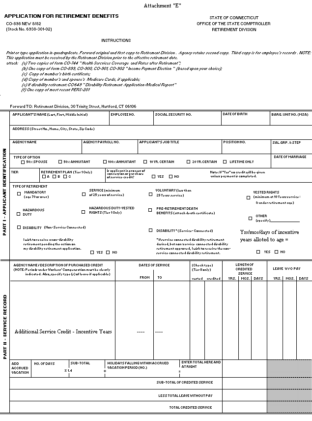 Attachment E - Application for Retirement Benefits