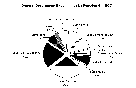 Chart of General Government Expenditures by Function (Fiscal Year 1996)